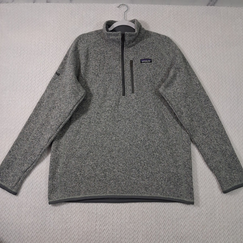 Patagonia Better Sweater Pullover Mens Large Grey Company Logo On Sleeve.